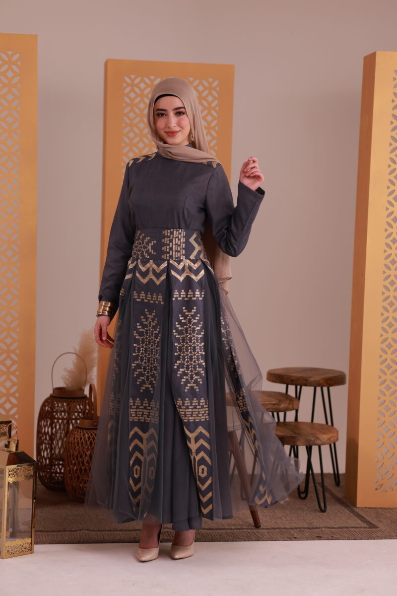 فستان ساره- رمادي